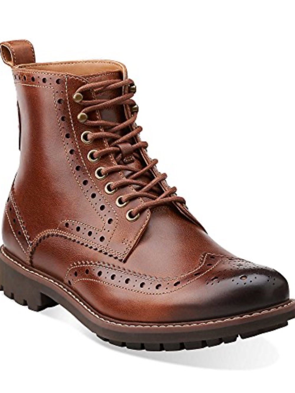 Clarks Men's Tan Brogue Lace-Up Leather Boot Sz 8,5